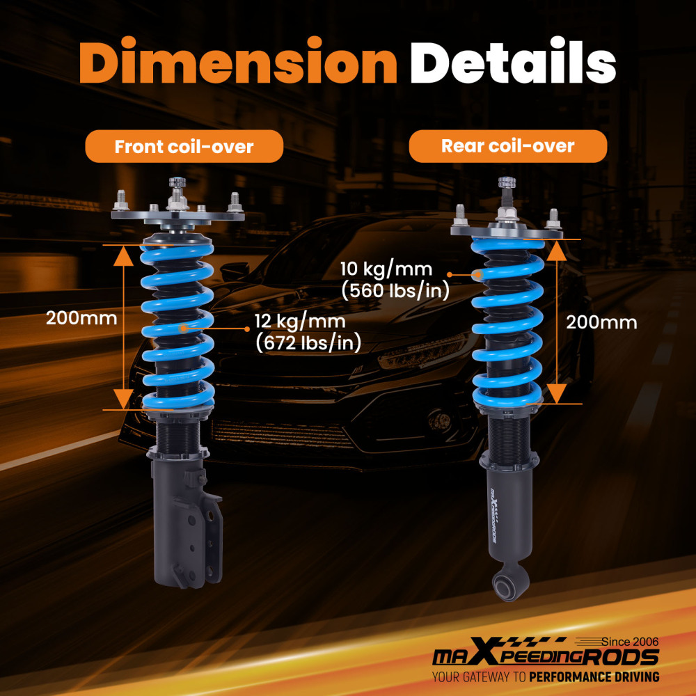 MaXpeedingrods T6 Coilovers 24 Way Suspension compatible for Mitsubishi Eclipse AWD 90-94