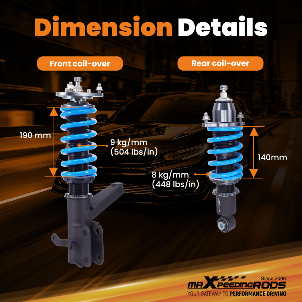 24-Step Damper Adjustable Coilover Struts Kit For Honda Element 2003-2011