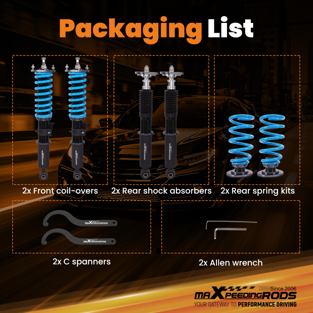 Racing Coilovers Kit 24 Way Damper Strut compatible for Infiniti EX35 EX37 RWD 2008-2013