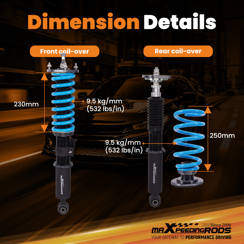 Racing Coilovers Kit 24 Way Damper Strut compatible for Infiniti EX35 EX37 RWD 2008-2013