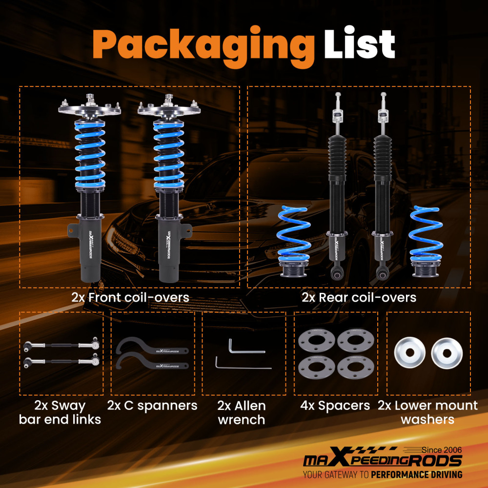 24 Level Adjustable Coilovers Lowering Suspension compatible for Mini Clubman F54 2016-2024