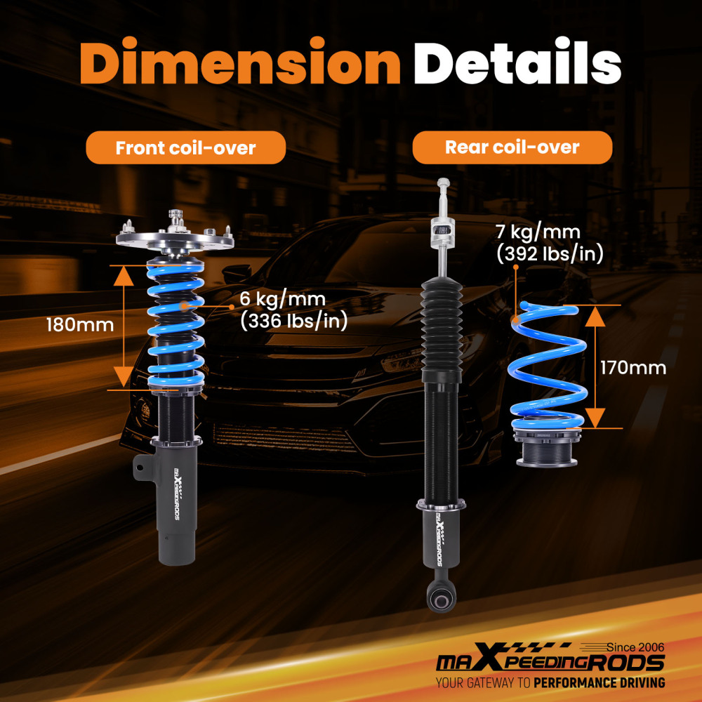 24 Level Adjustable Coilovers Lowering Suspension compatible for Mini Clubman F54 2016-2024