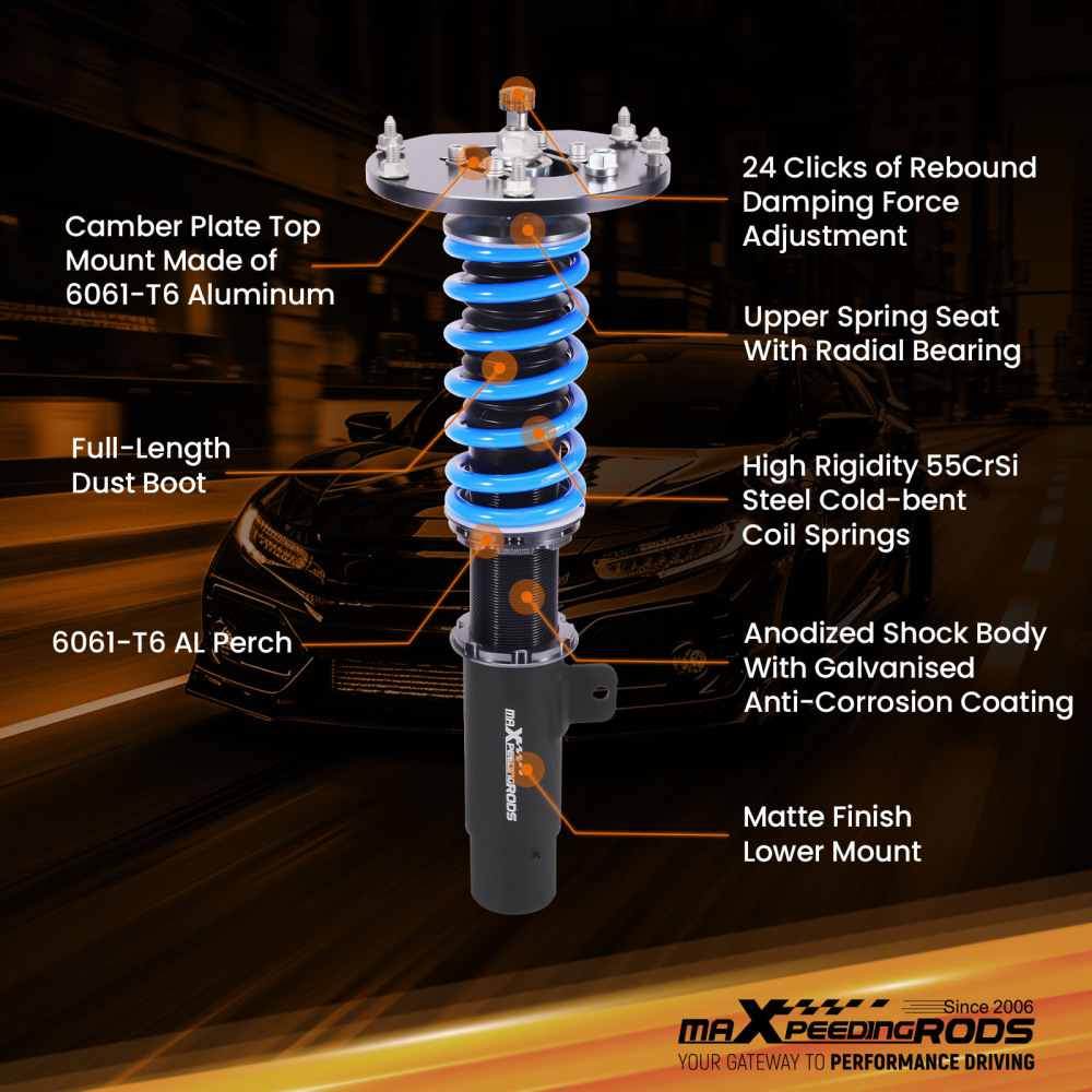 24 Level Adjustable Coilovers Lowering Suspension compatible for Mini Clubman F54 2016-2024