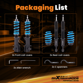 MaXpeedingrods Racing Coilover 24 Way Damper Adjustable compatible for Honda Fit 2009-2014
