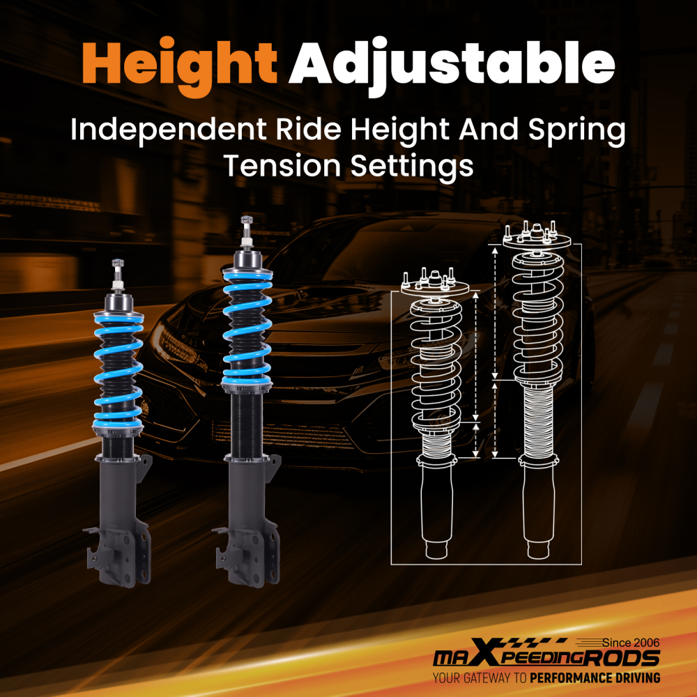 MaXpeedingrods Racing Coilover 24 Way Damper Adjustable compatible for Honda Fit 2009-2014