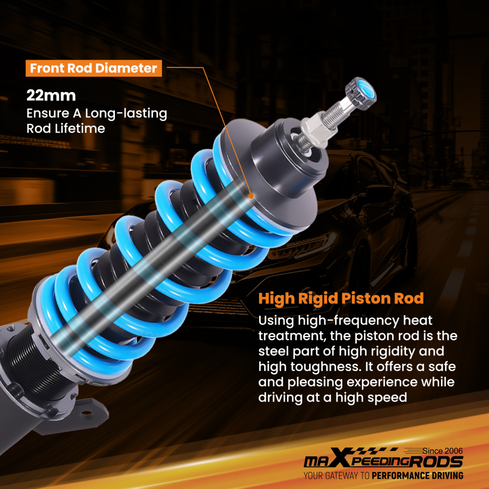 MaXpeedingrods Racing Coilover 24 Way Damper Adjustable compatible for Honda Fit 2009-2014