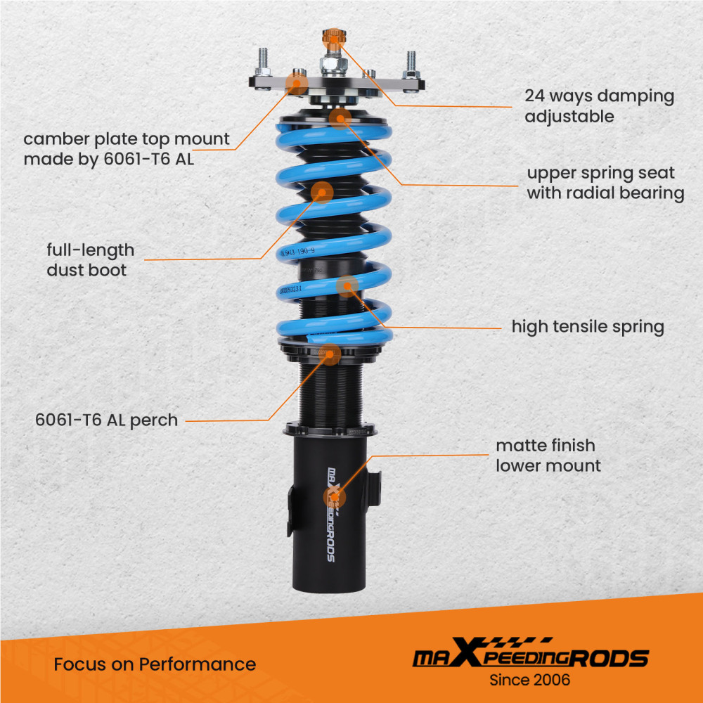 MaXpeedingrods Coilover Lowering Kit compatible for Subaru Forester SF 24 Levels Damping