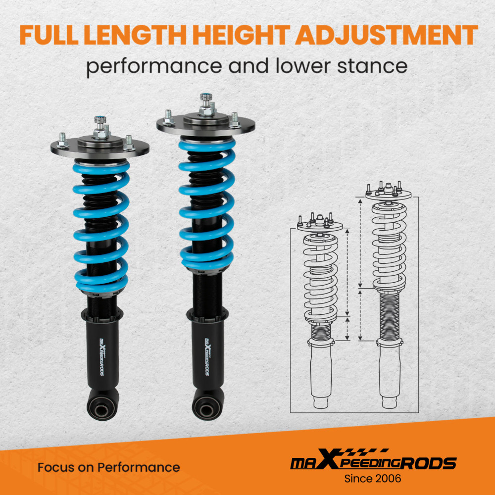 24 Way Damper Struts Air to Coil Springs Conversion compatible for Lincoln Navigator 03-06 lowering kit