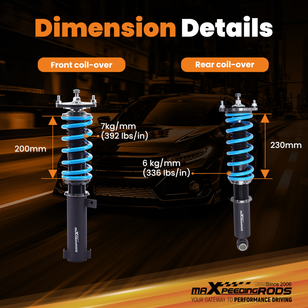 Compatible for Mitsubishi Galant 1999-2003 MaXpeedingrods T6 Coilover Suspension Damper Lowering Kit