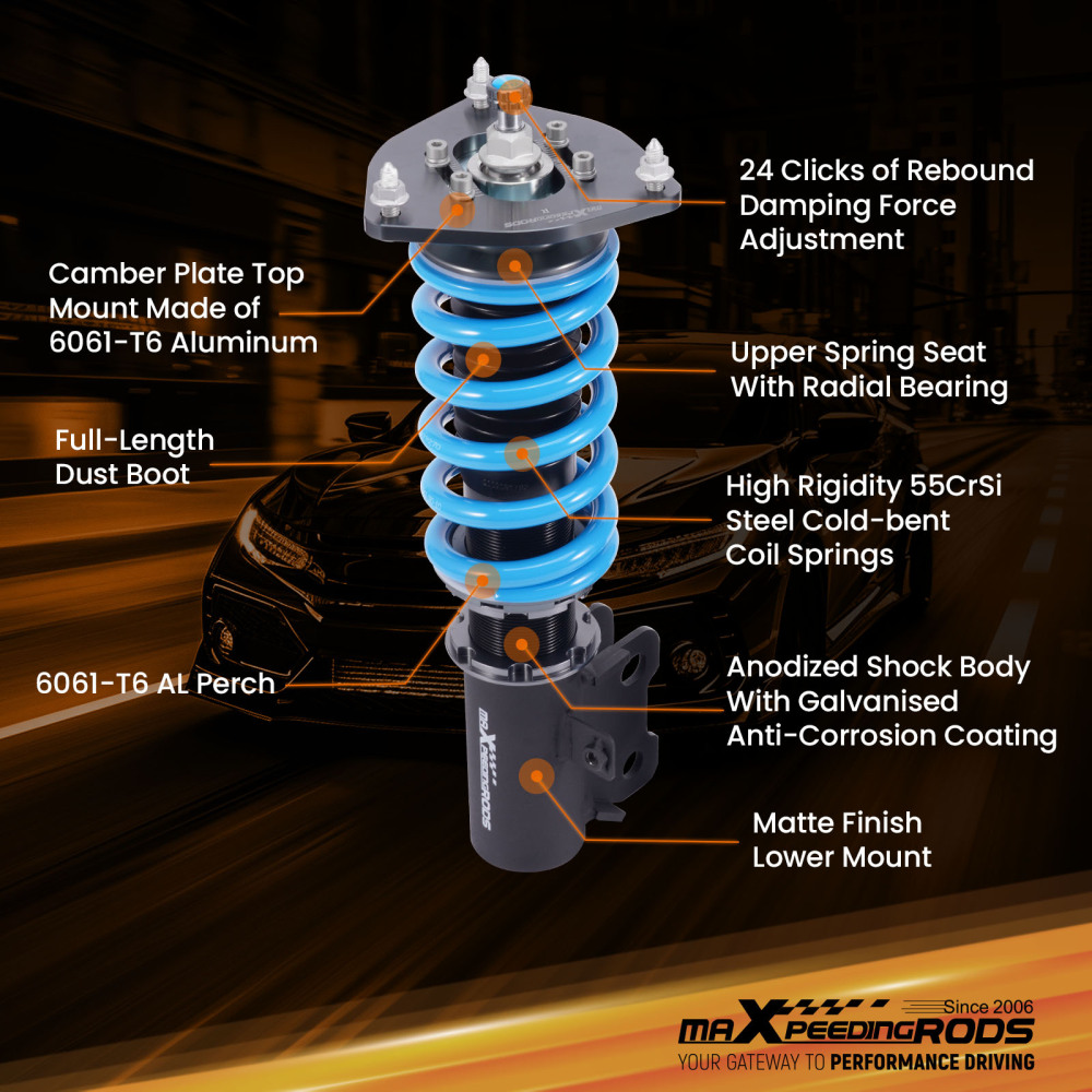 24 Ways Adjustable Damer Coilover compatible for Subaru Impreza WRX GC8 Coilovers Absorber