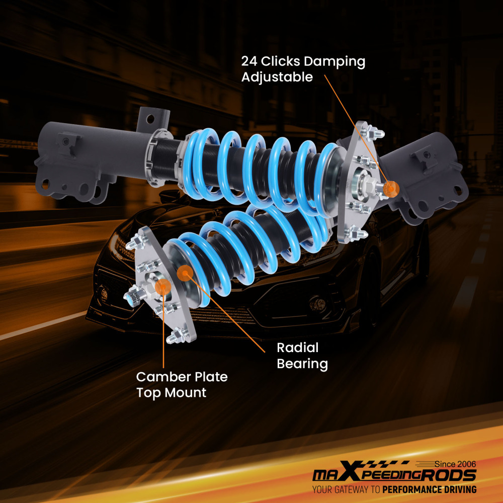 Compatible for Hyundai Genesis Coupe 10–16 Adjustable Damper Coilover Strut Suspension Lowering Kit