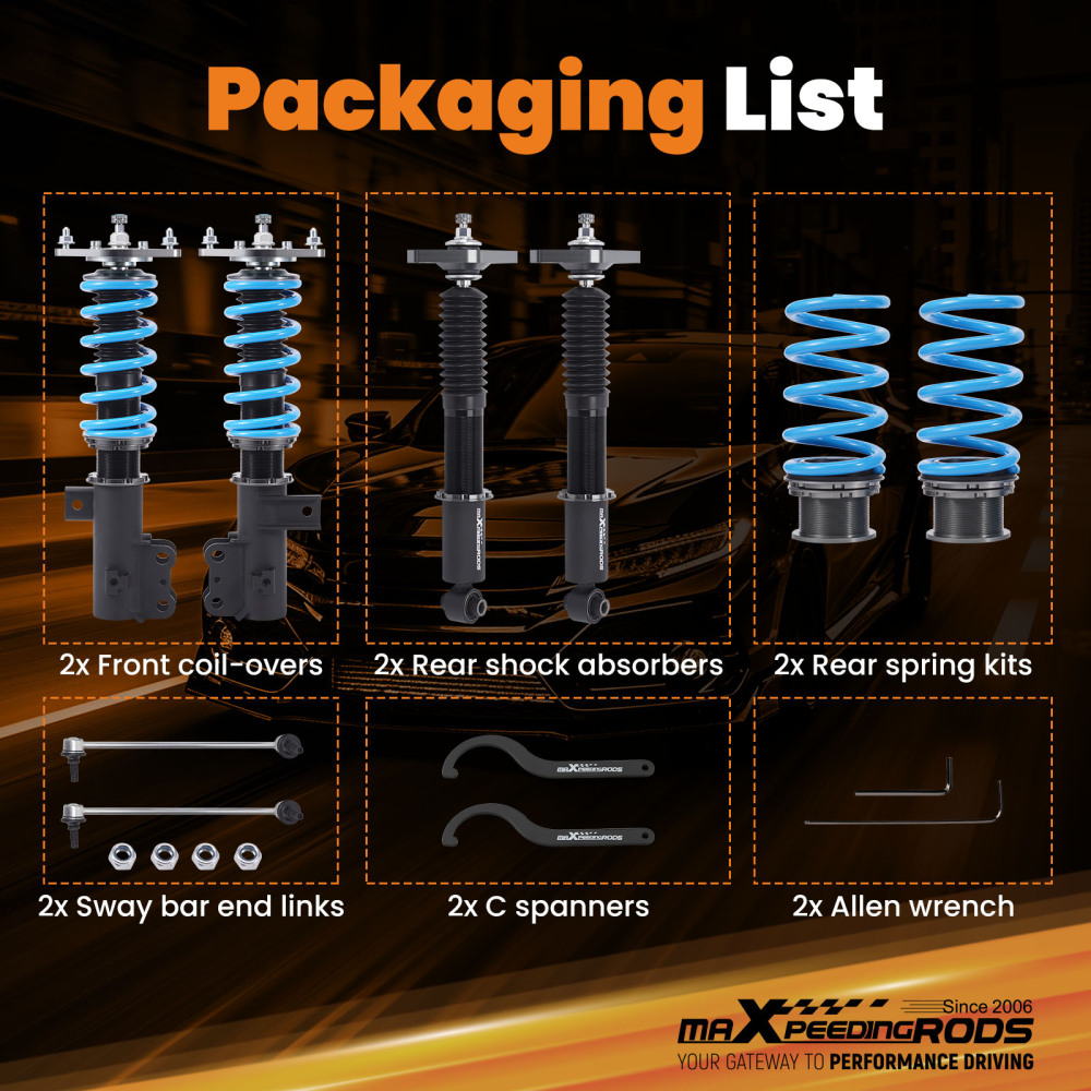 Compatible for Hyundai Genesis Coupe 10–16 Adjustable Damper Coilover Strut Suspension Lowering Kit