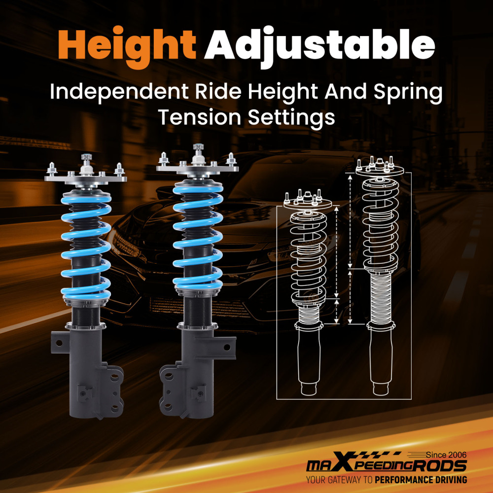 Compatible for Hyundai Genesis Coupe 10–16 Adjustable Damper Coilover Strut Suspension Lowering Kit