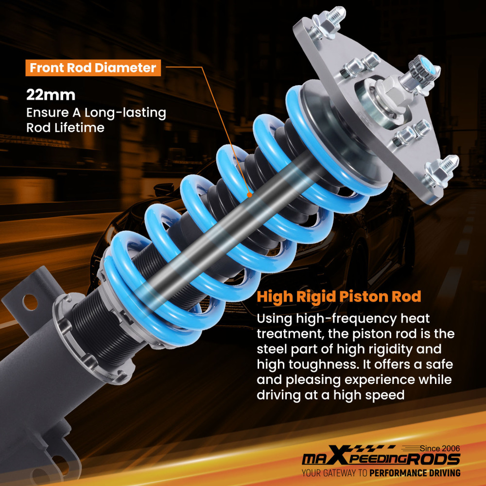 Compatible for Hyundai Genesis Coupe 10–16 Adjustable Damper Coilover Strut Suspension Lowering Kit