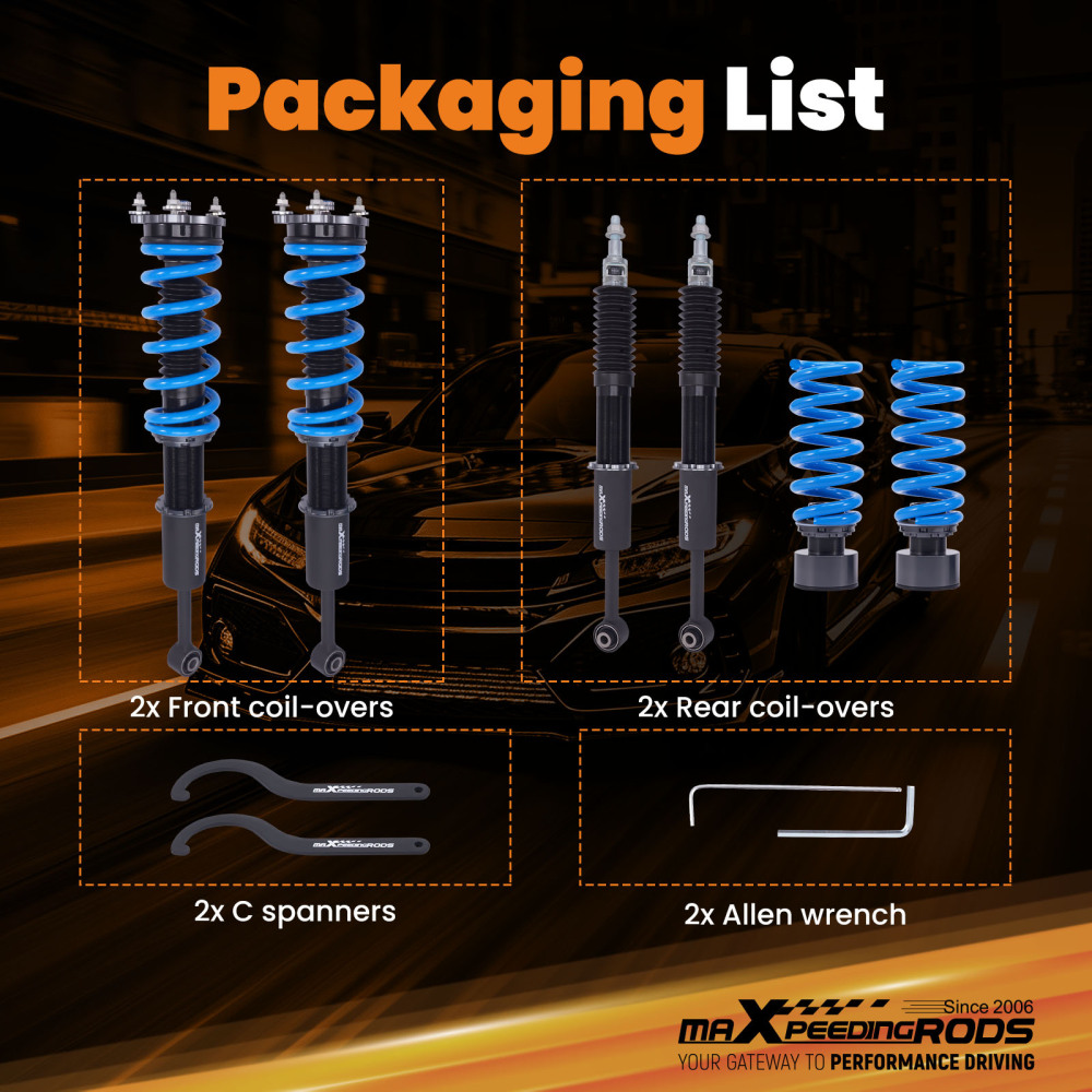 MaXpeedingrods Coilovers 24 Way Adjustable Kit compatible for Maserati Ghibli 2014-2024 RWD