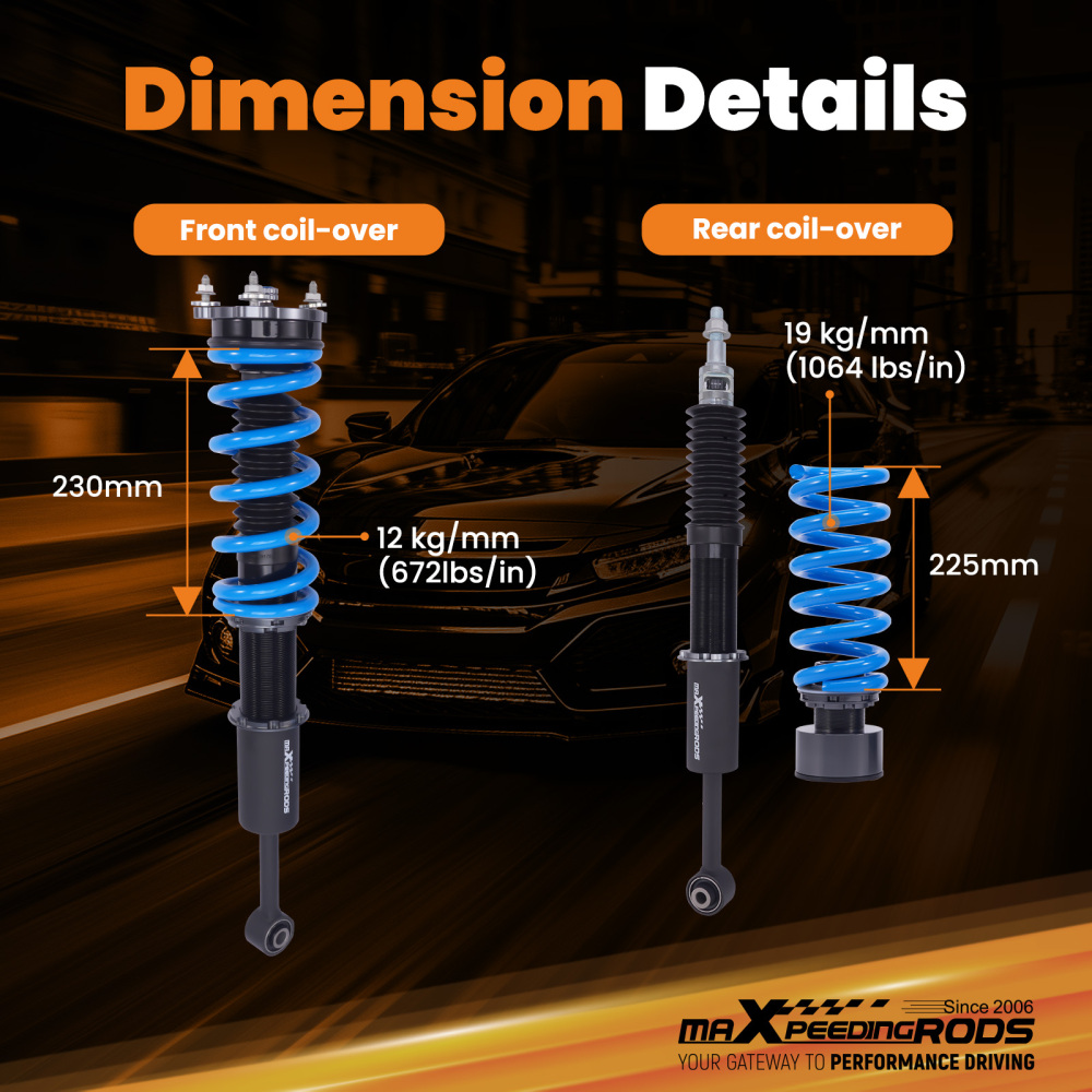 MaXpeedingrods Coilovers 24 Way Adjustable Kit compatible for Maserati Ghibli 2014-2024 RWD