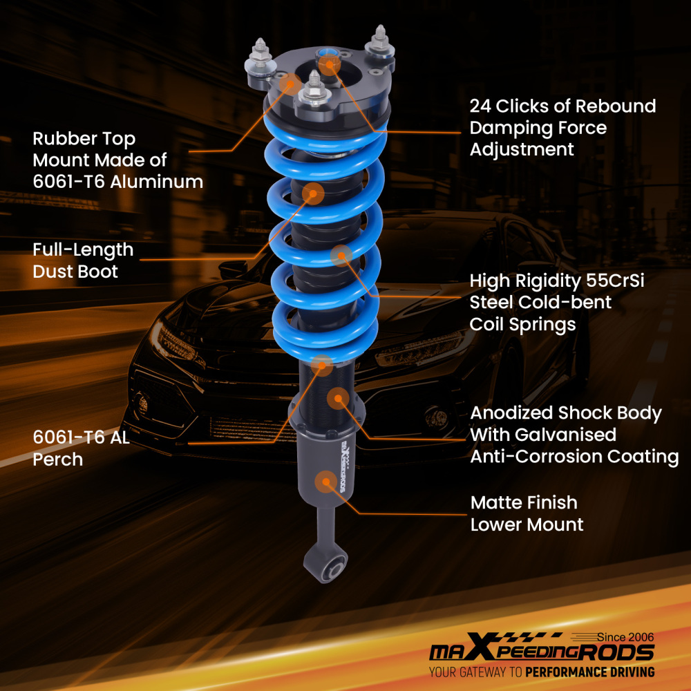 MaXpeedingrods Coilovers 24 Way Adjustable Kit compatible for Maserati Ghibli 2014-2024 RWD