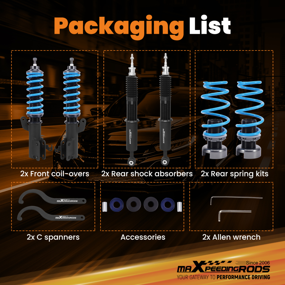 MaXpeedingrods T6 Coilover Lowering Kit compatible for Honda Fit GK GK3 GK5 2015-2020 compatible for FWD