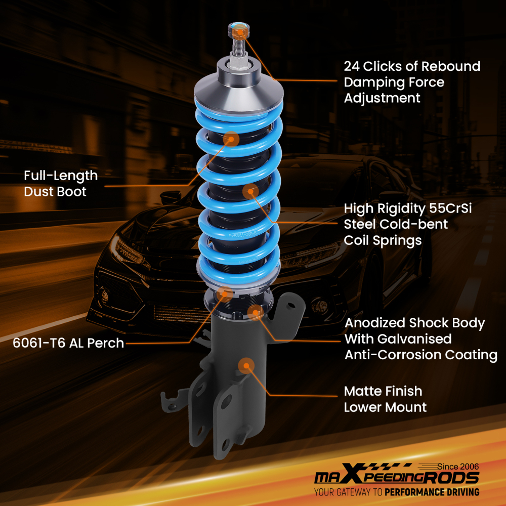 MaXpeedingrods T6 Coilover Lowering Kit compatible for Honda Fit GK GK3 GK5 2015-2020 compatible for FWD
