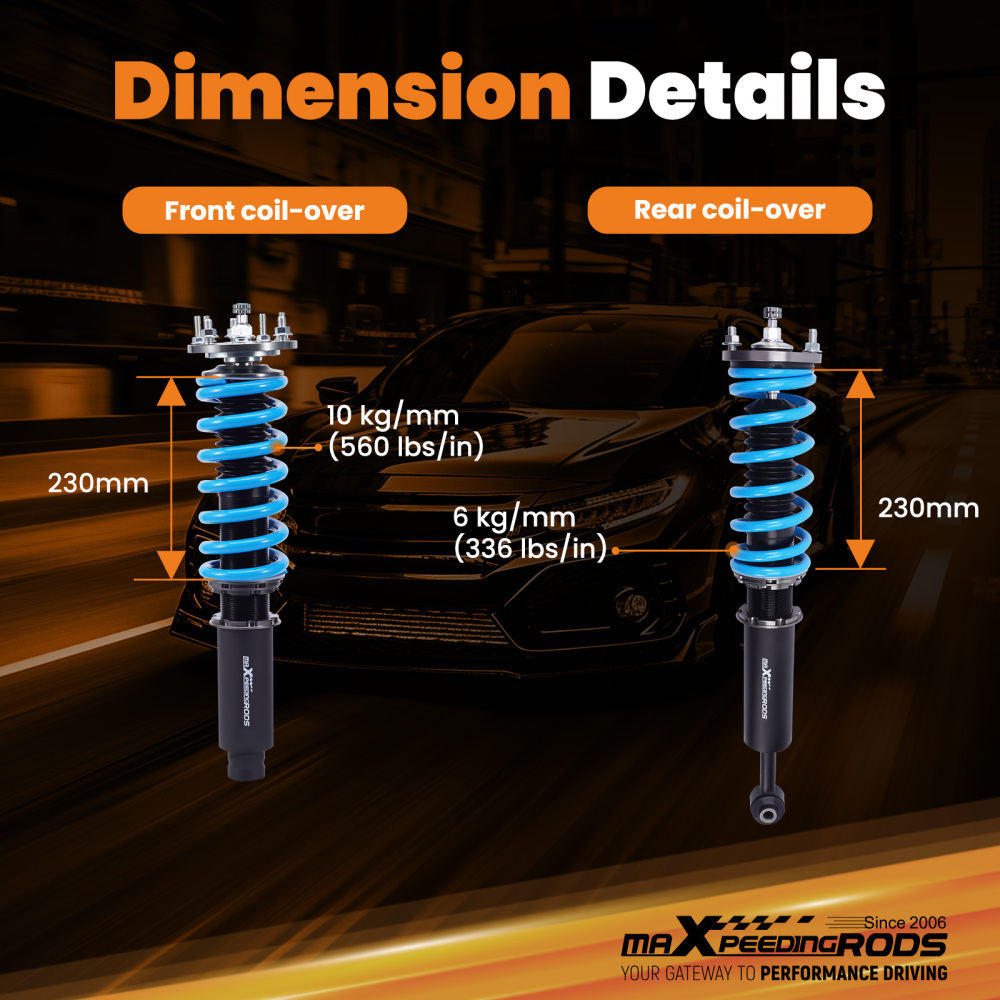 Height and damper adjustable spring shock absorber coilover set Compatible For Honda Accord 2003-2007 Lowering Kit