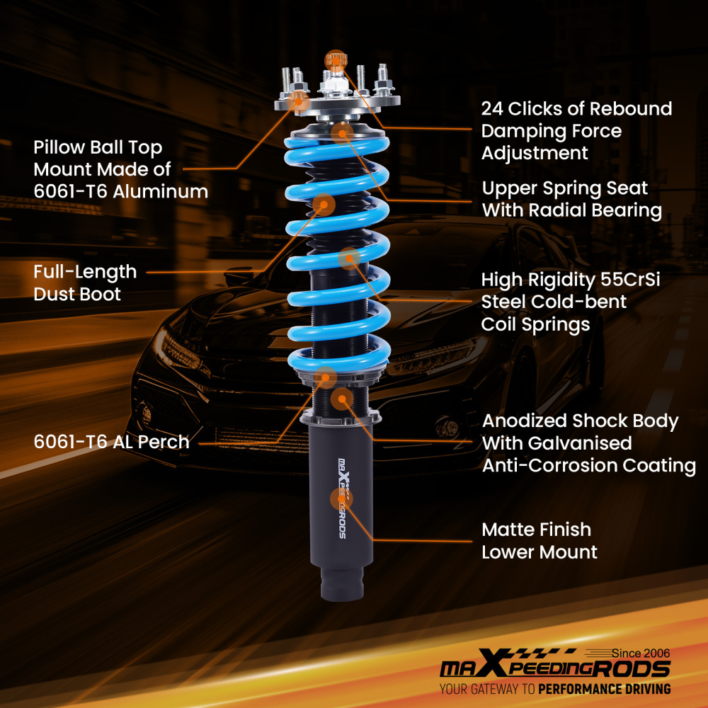 Height and damper adjustable spring shock absorber coilover set Compatible For Honda Accord 2003-2007 Lowering Kit