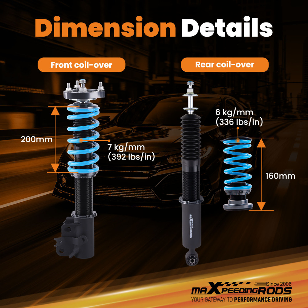 maxpeedingrods 24 Ways Damper Coilover compatible for Honda Civic FG1 FG2 FA1 FD1 2006-2011