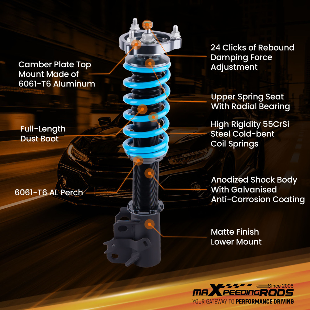 maxpeedingrods 24 Ways Damper Coilover compatible for Honda Civic FG1 FG2 FA1 FD1 2006-2011