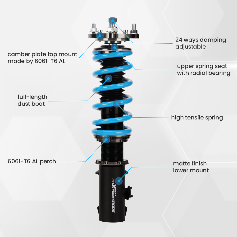 Compatible for Honda Civic Si 06-11 Maxpeedingrods COT6 24 Ways Damper Adjustable Coilover Kit lowering kit