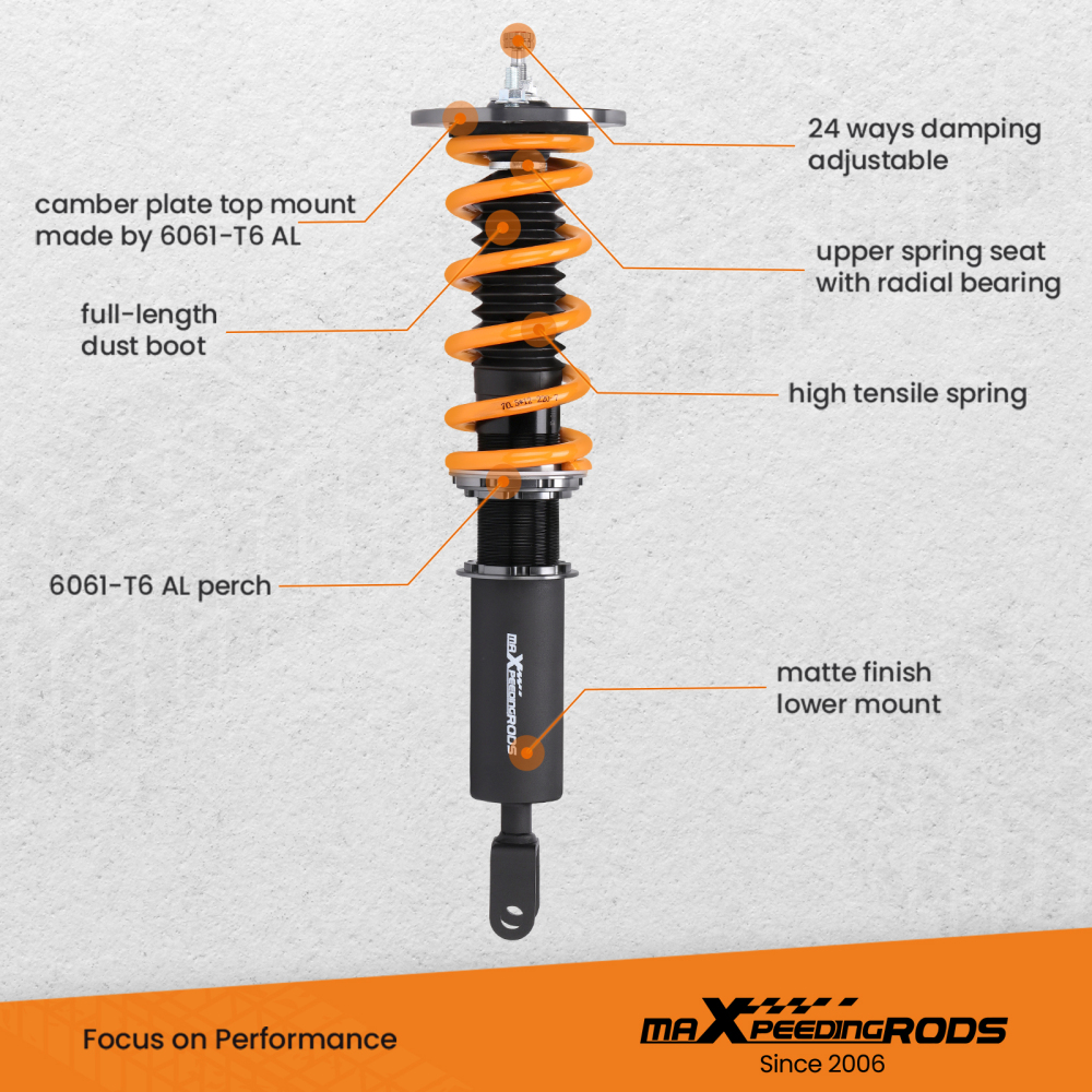 24 Ways Regolabile Ammortizzatori Coilovers compatibile per Honda Accord 90-97 Coil Spring Lowering Kit