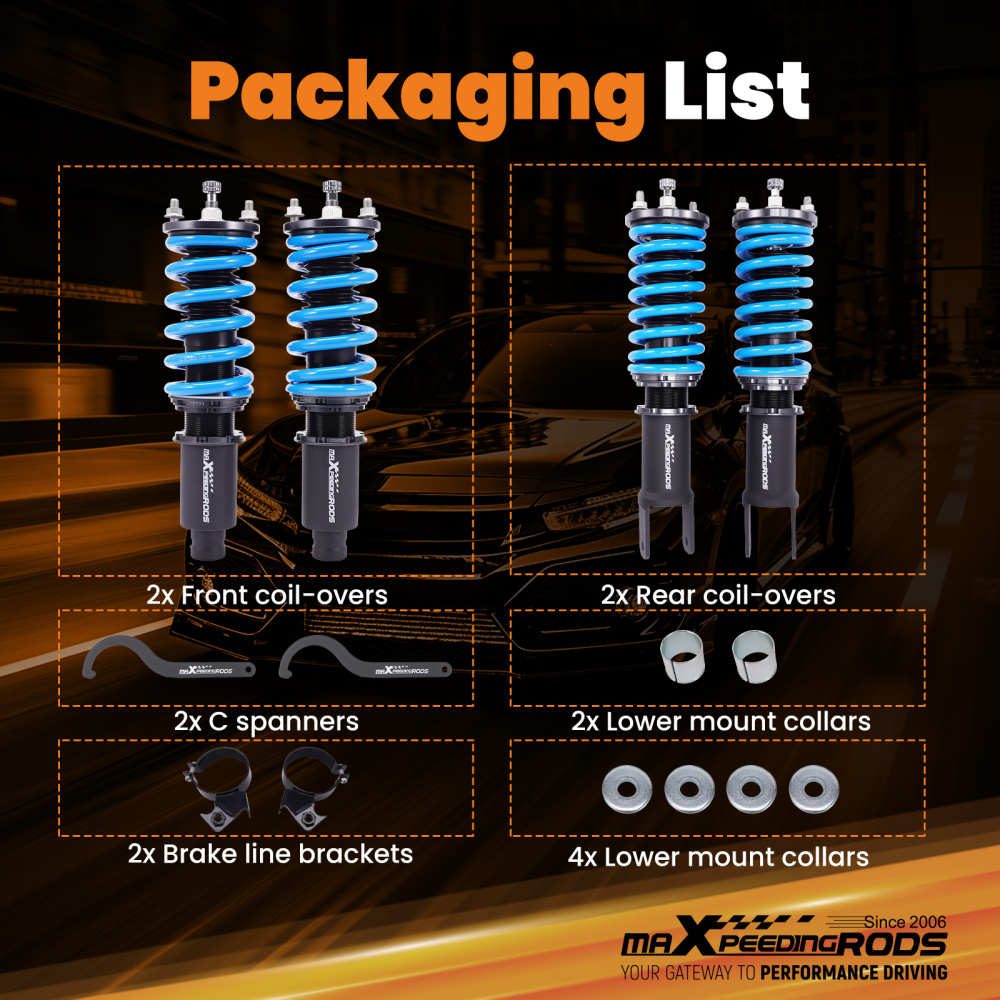 Compatible for Honda Civic 1992-1995 EJ EG EH 1996-2000 EJ EK EM Adj. Damper Coilover Coil Spring Strut lowering kit
