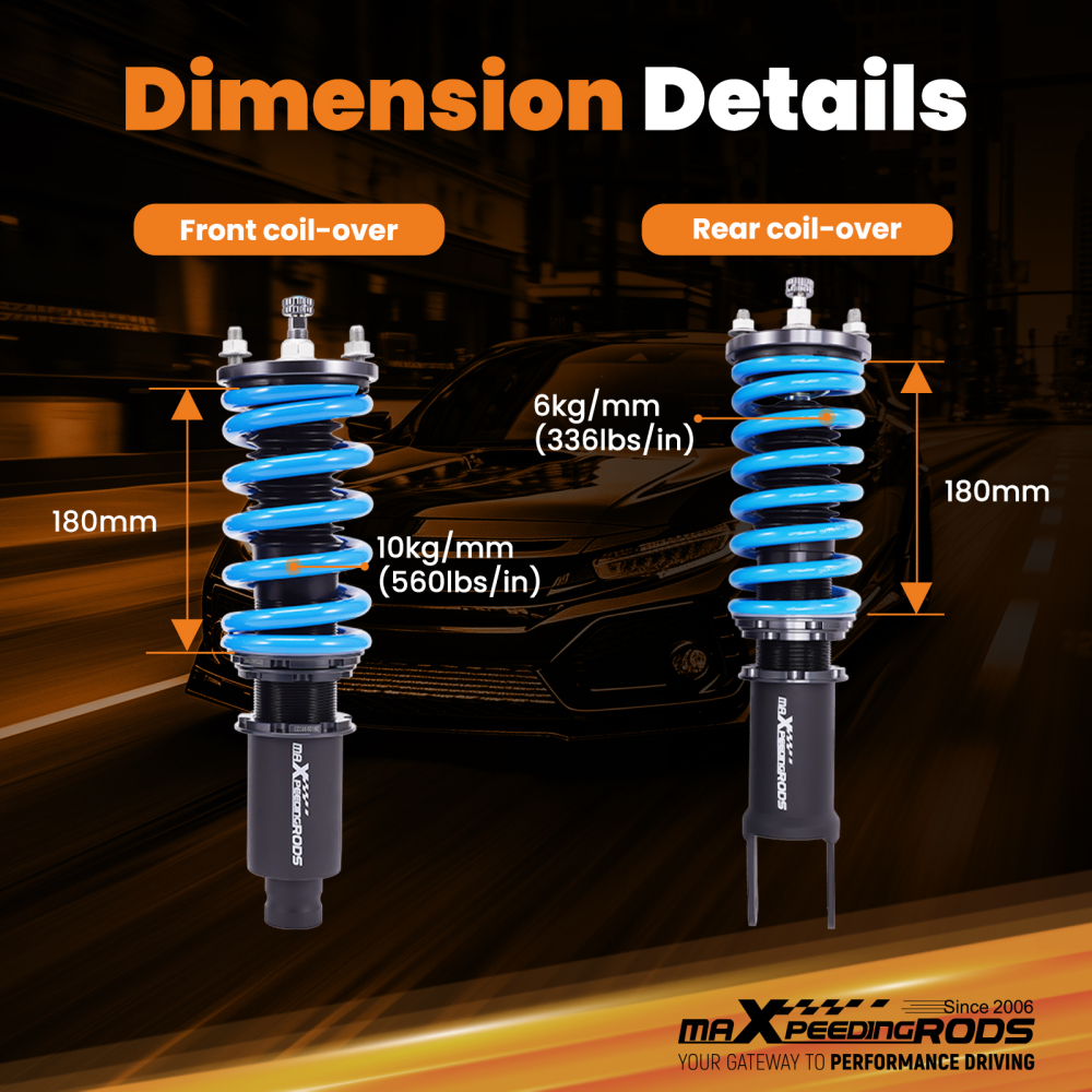 Compatible for Honda Civic 1992-1995 EJ EG EH 1996-2000 EJ EK EM Adj. Damper Coilover Coil Spring Strut lowering kit