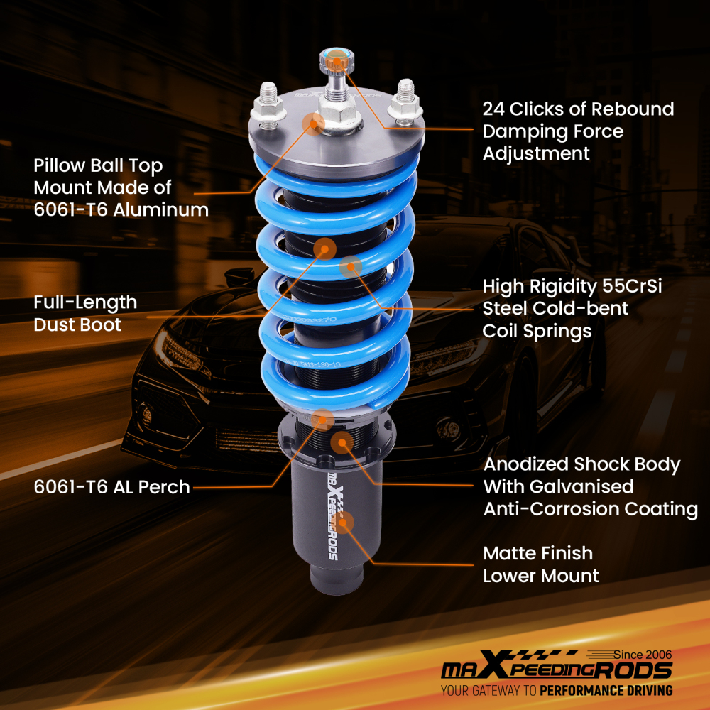 Compatible for Honda Civic 1992-1995 EJ EG EH 1996-2000 EJ EK EM Adj. Damper Coilover Coil Spring Strut lowering kit