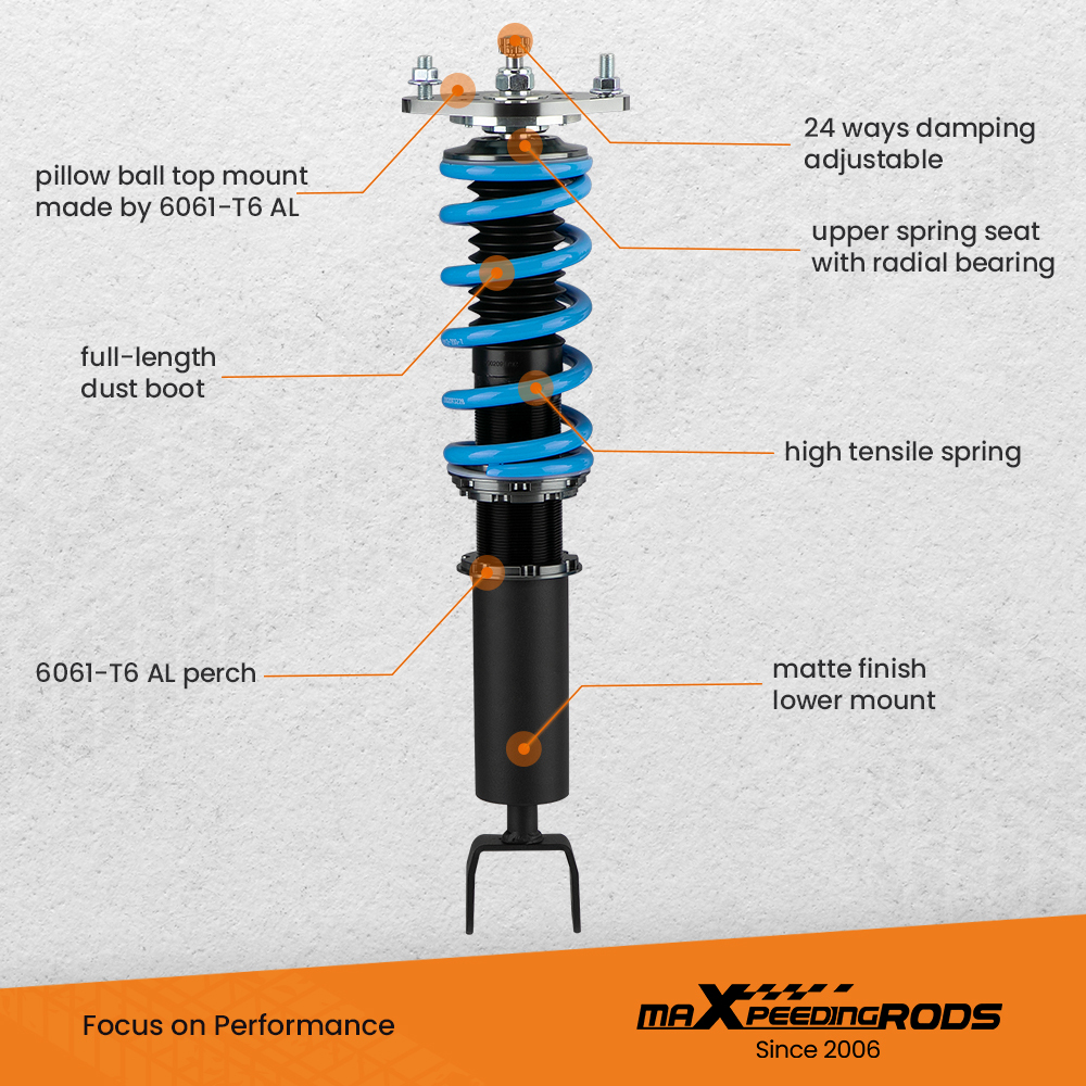 Racing Adjust Damper Shock Coilover Suspension compatibile per Honda Prelude BB1/BB2 1992-96 Lowering Kit
