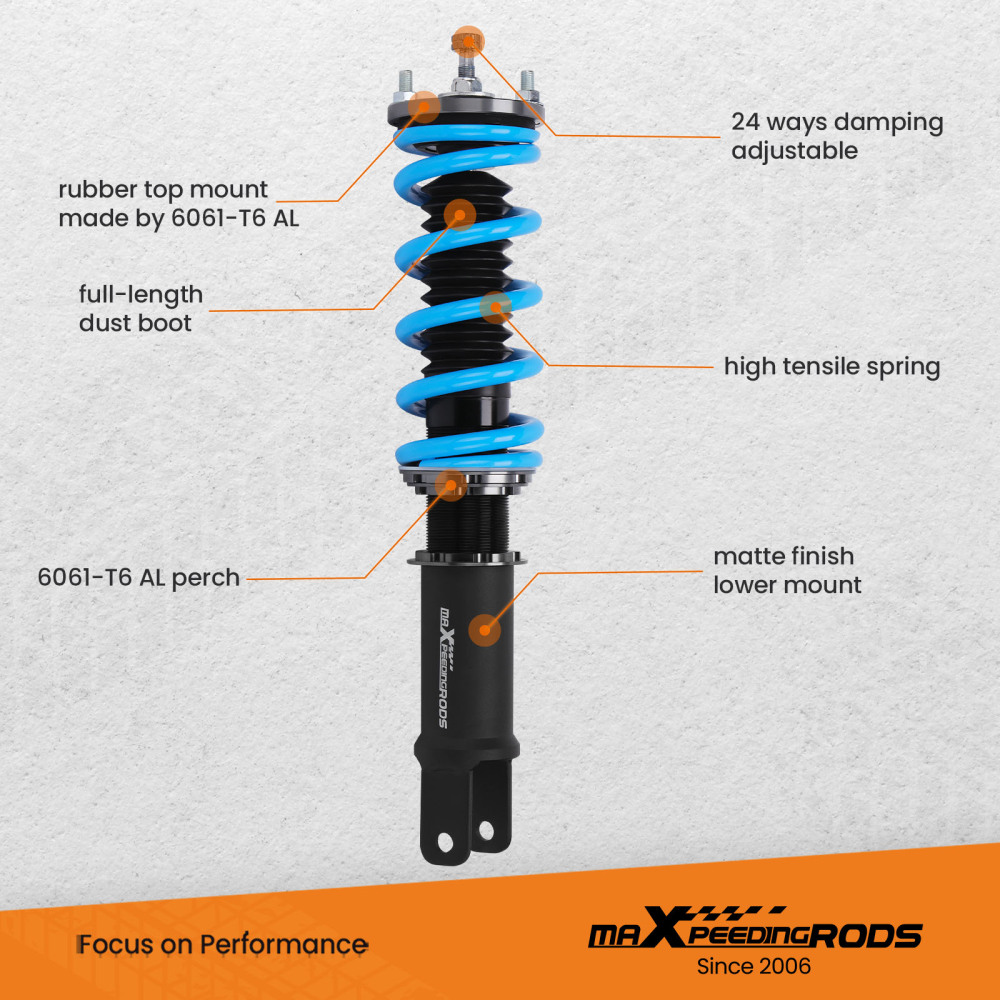 maXpeedingrods Adjustable Damper Coilovers Kit compatible for Honda S2000 AP1/AP2 2000-2009 Lowering Kit