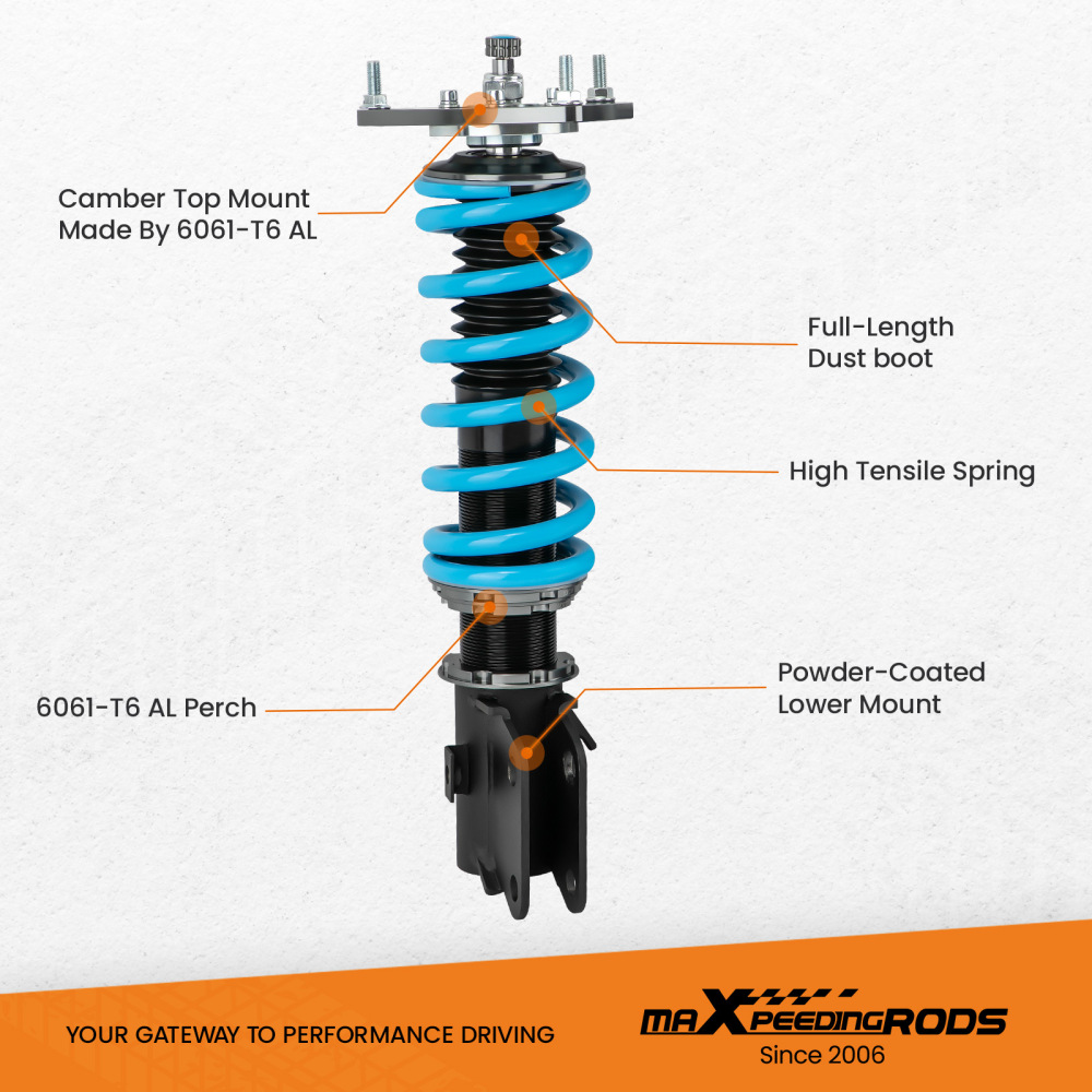 Kit Assetto a Ghiera Ammortizzatori compatibile per Subaru Impreza G3, GH, GR 2008-2014