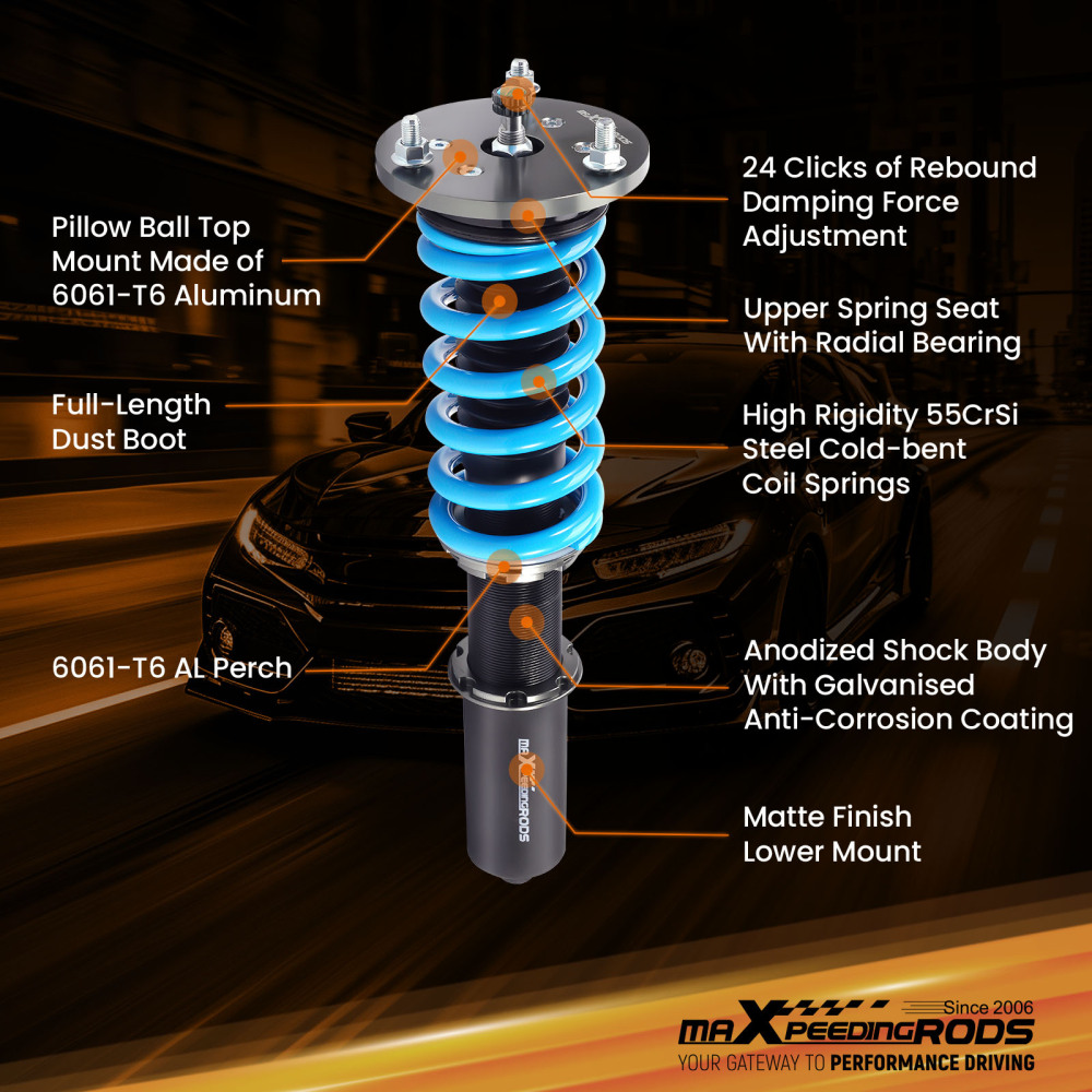 MaXpeedingrods T6 Coilovers Shocks Struts Kit compatible for Lexus IS250 / IS350 AWD 14-16