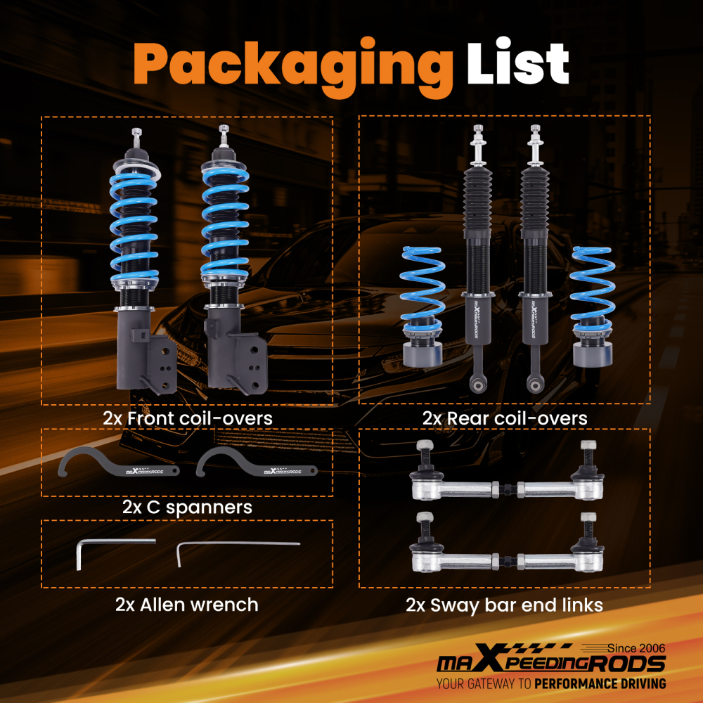 T6 Series Coilover 24 Ways Damper Adjustable compatible for HONDA JAZZ GD1 GD3 2002-2008