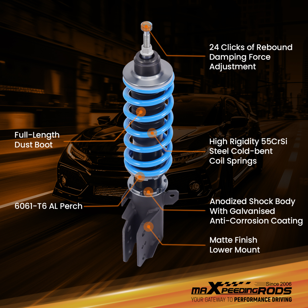 T6 Series Coilover 24 Ways Damper Adjustable compatible for HONDA JAZZ GD1 GD3 2002-2008