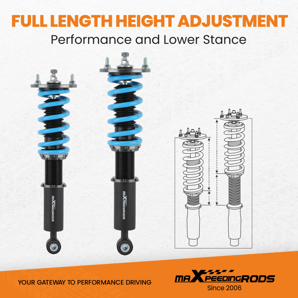 Height and Damper Adjustable Coilovers Compatible for Lexus LS400 XF10 1990-1994 T6 Advanced Series Coilover  Lowering Kit
