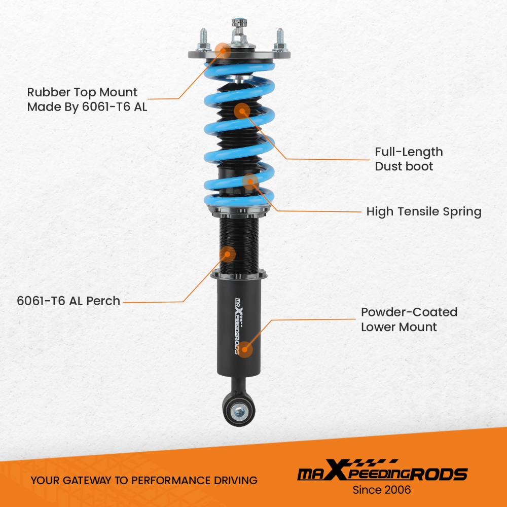 Height and Damper Adjustable Coilovers Compatible for Lexus LS400 XF10 1990-1994 T6 Advanced Series Coilover  Lowering Kit