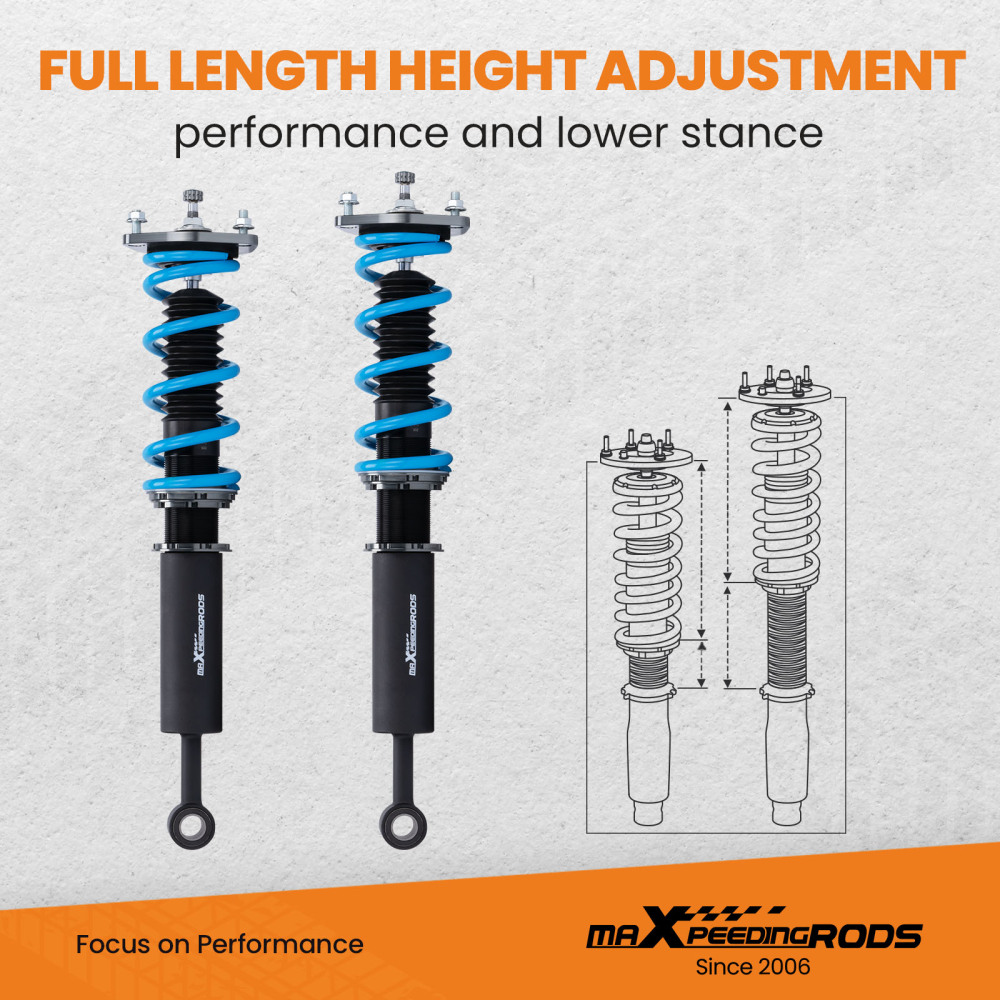 MaXpeedingrods Coilover Damper Suspension Shock+Spring compatible for Lexus LS460 07-16 RWD lowering kit