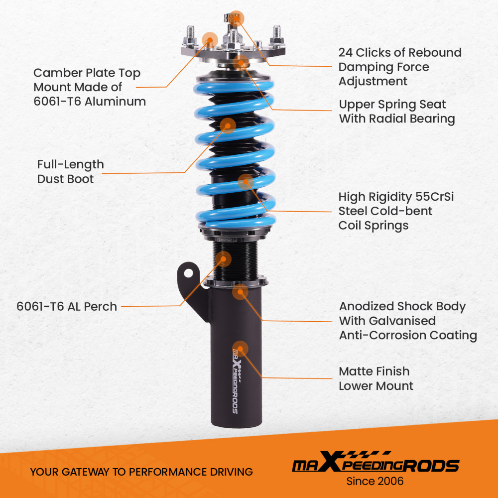 24 ways dampening adjustable Coilovers Suspension Kit Compatible for Mitsubishi Lancer and Ralliart (CY2A/CZ4A) 2008-2016 Lowering Kit