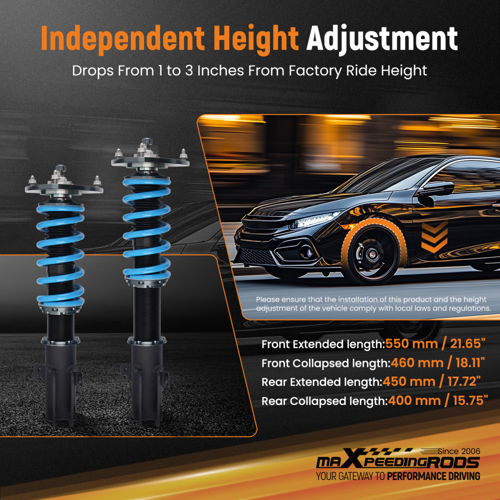 T6 Series 24 Damping Levels Coilover Coilovers compatible for Subaru Liberty 05-09 BL BP