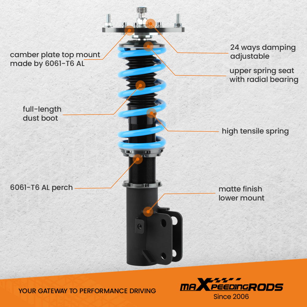 Maxpeedingrods COT6 Coilovers Shock Suspension compatible for Subaru Legacy 2005-2009 BL BP