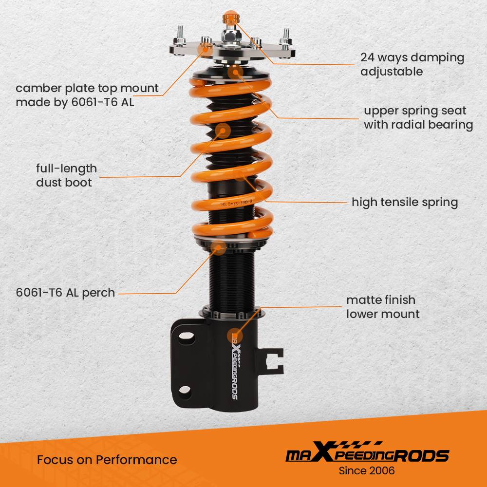 MaXpeedingrods T6 Coilovers Strut Lowering Kit compatible for Subaru Legacy 2000-2004 Sedan