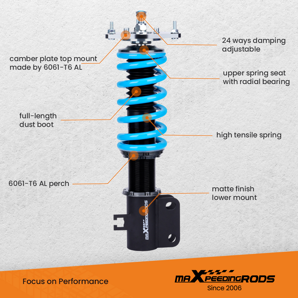 maXpeedingrods 24 Ways Adj. Damper Coilover compatible for Subaru Legacy Sedan BE BH 98-04 Lowering Kit