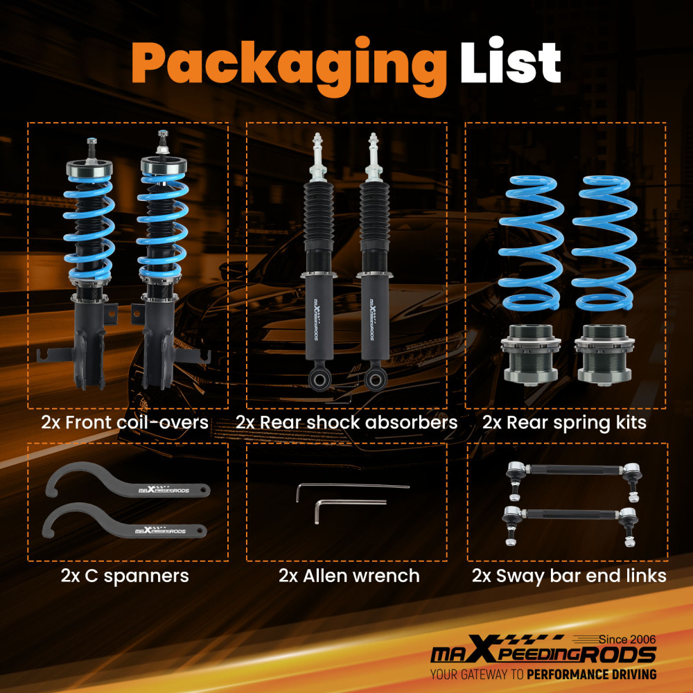 24 Level Damper Adjustable Coilovers compatible for Chevy Impala compatible for Malibu Suspension Kit