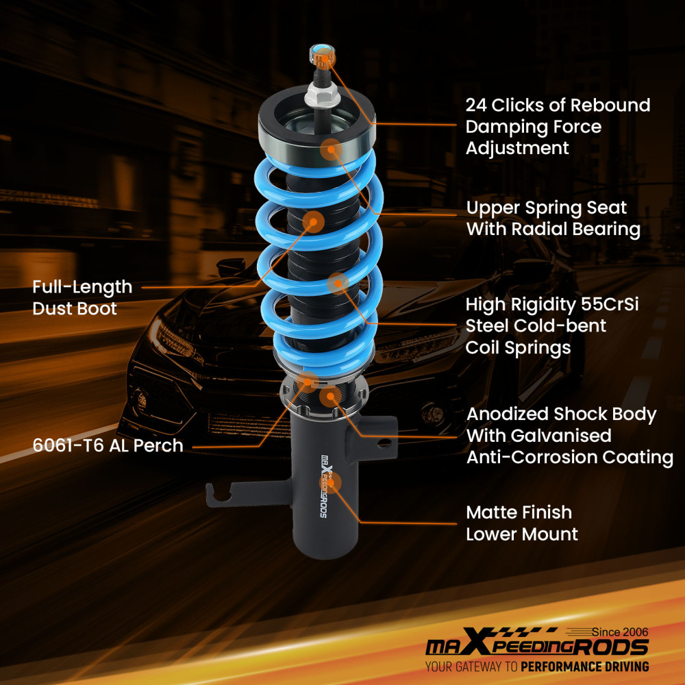 24 Level Damper Adjustable Coilovers compatible for Chevy Impala compatible for Malibu Suspension Kit