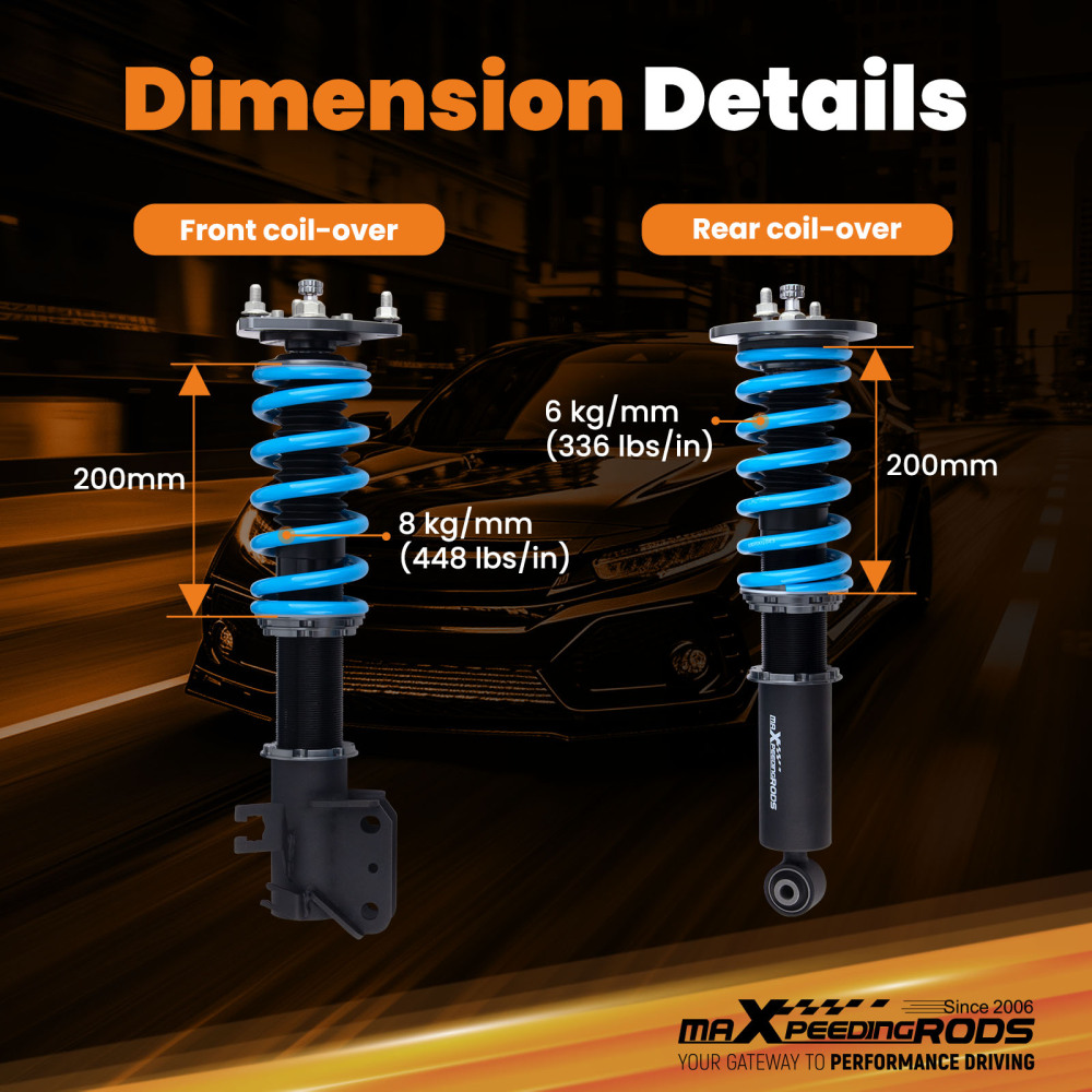 24 Level Adjustable Coilovers Lowering Suspension compatible for Nissan Maxima A33 00-03