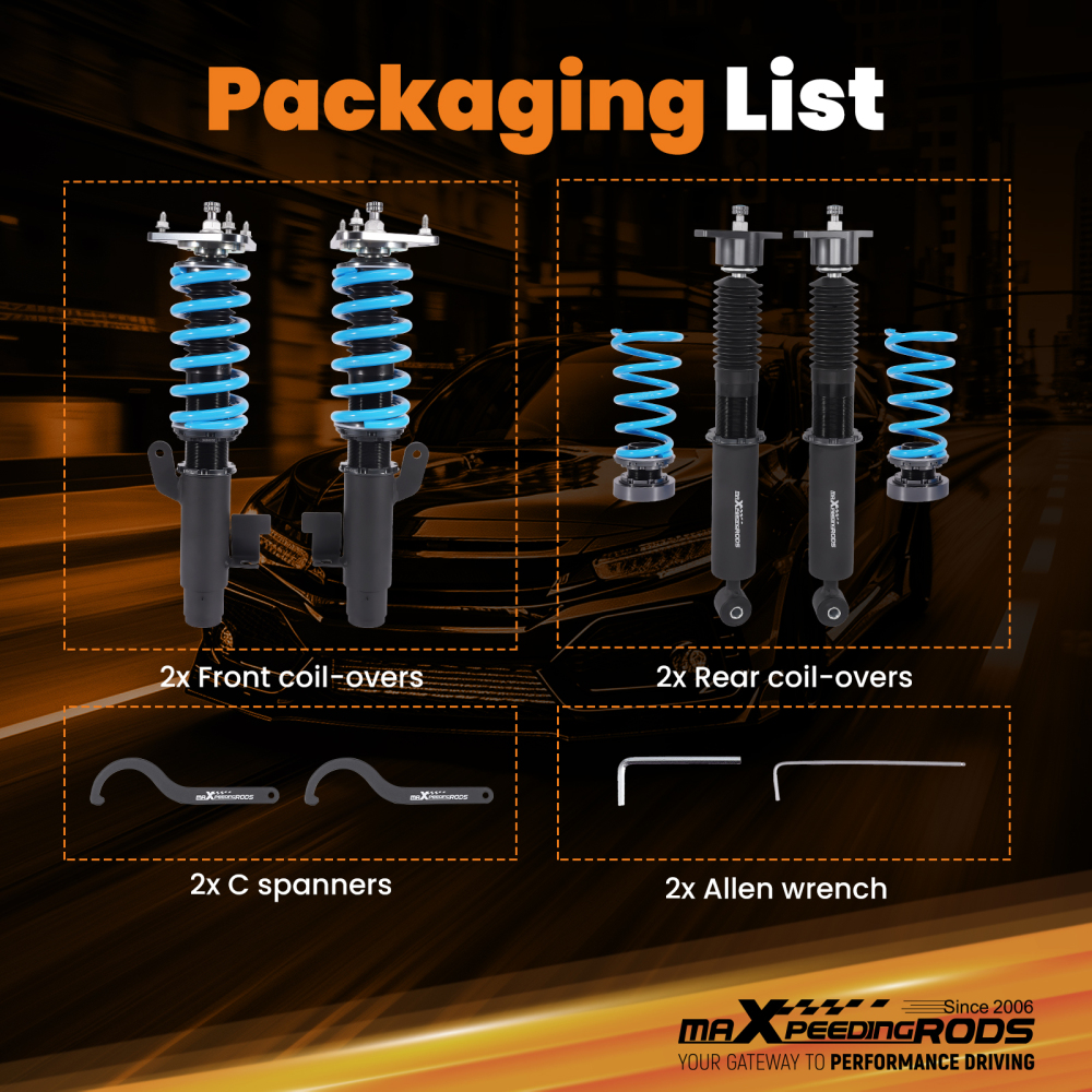 Coilover Lowering Kit compatible for Mazda 3 BK 04-09 24 Levels Rebound Damping Adjustable